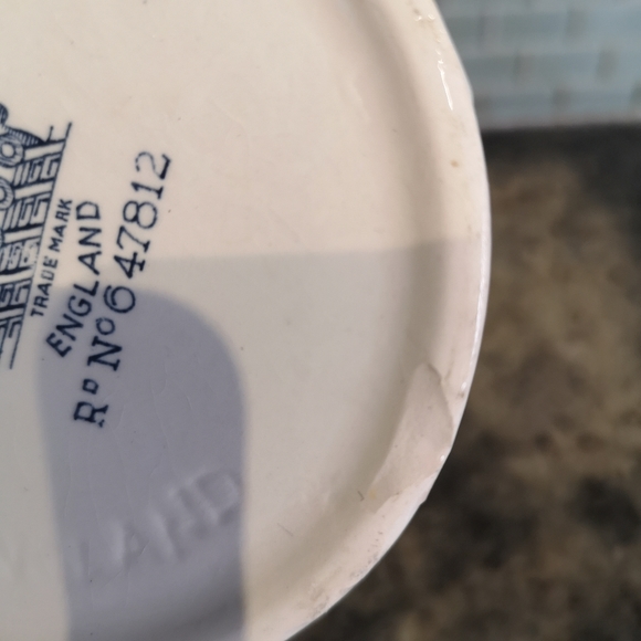 Antique 5" Old Chelsea Furnivals Blue Transferware Pitcher Made In England - Picture 9 of 9